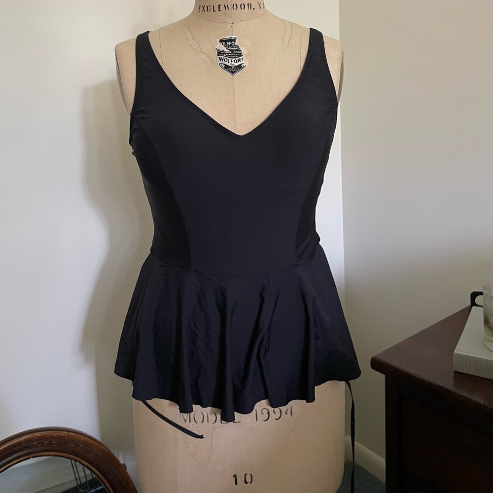 Black Anthropologie Peplum Swim Top | Large